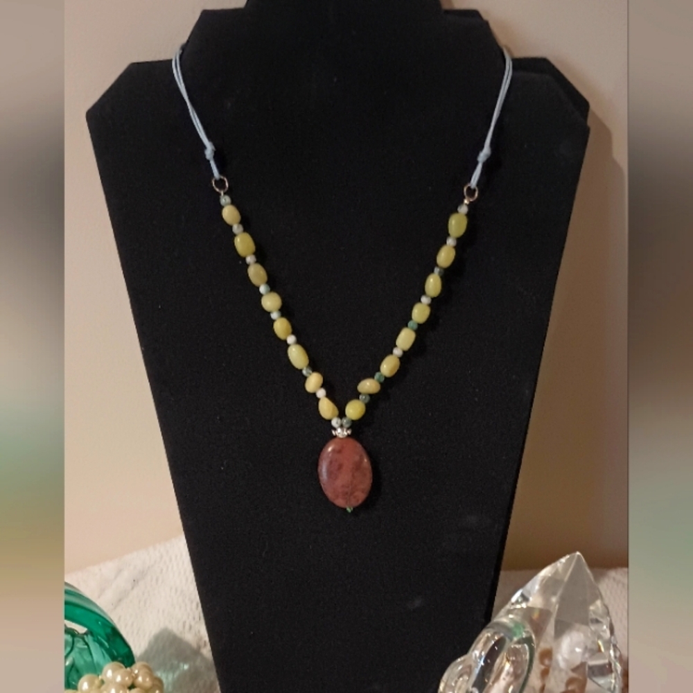 Glass Lampwork Bead Necklace / Mix Of Glass, Acrylic, Gemstones Beads - Picture 8 of 12